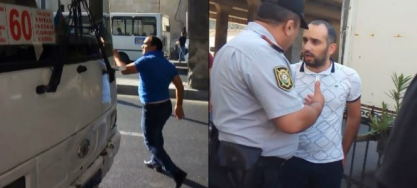 Bakıda sərnişinlərlə avtobus sürücüsü arasında dava: Polis məsələyə qarışdı -VİDEO