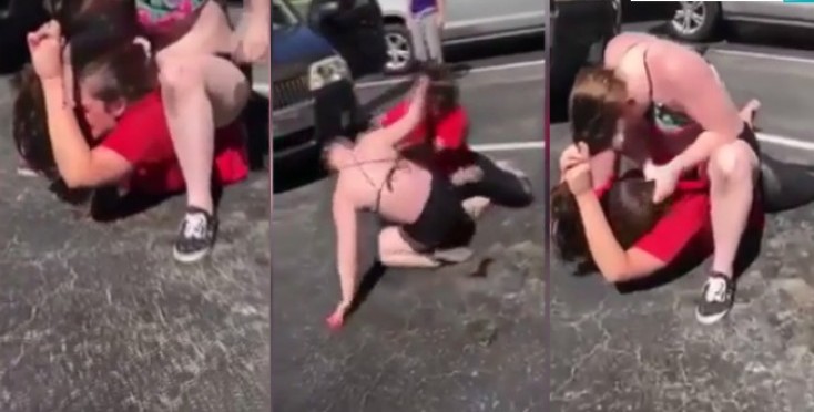 İki qız küçənin ortasında dava etdi - VİDEO