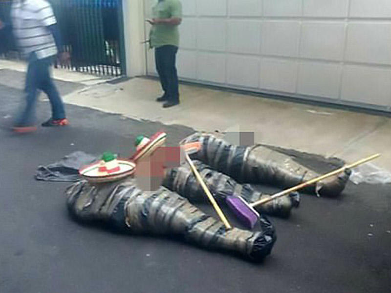 Sombrerolu qətl: 3 nəfərin başları kəsildi - FOTO