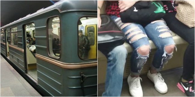 Bakı metrosunda DAVA DÜŞDÜ: Cırıq şalvar geyinən qızı... - FOTO