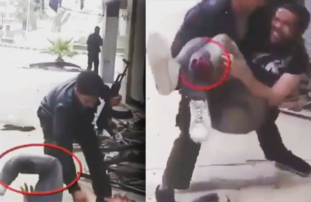 Vəhhabi terrorçunu güllə ilə vurub ayağını sındırdılar (VİDEO)