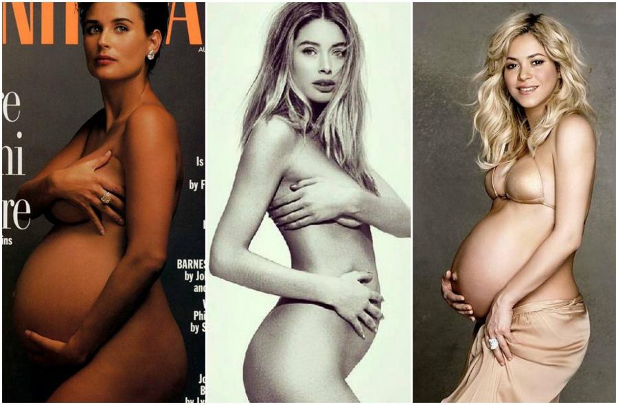 Hamilə ikən soyunmaqdan çəkinməyən məşhurlar - fotolar