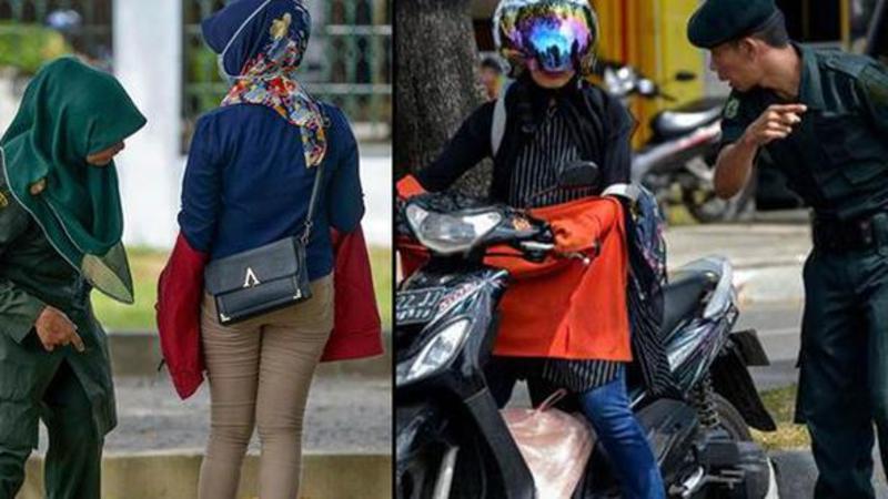 Polis dar şalvar geyən qadınları saxladı - FOTOLAR