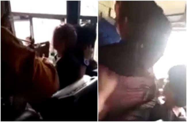 Avtobusda qucaqlaşan cütlüyü döydülər - Anbaan VİDEO