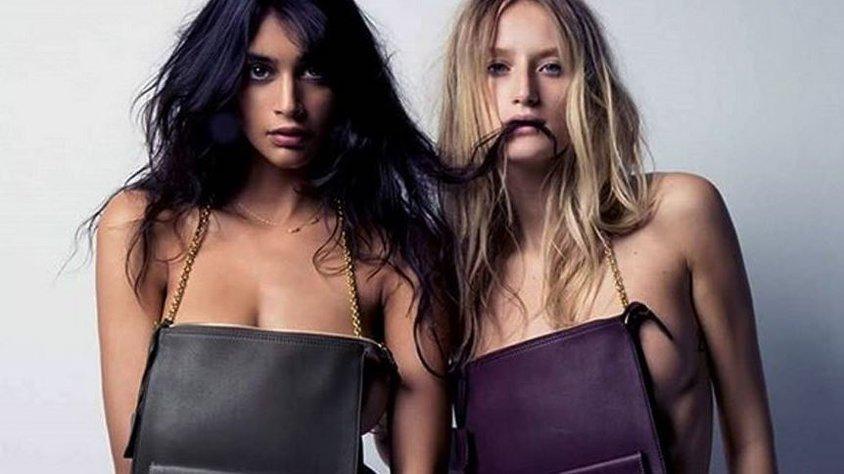 Əyinlərində sadəcə çanta var - foto