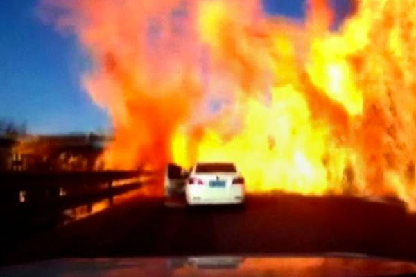 Çində magistral yolda cəhənnəm atəşi – VİDEO