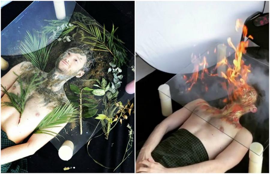 Eldar yarıçılpaq fotokamera qarşısına keçdi