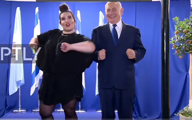 Netanyahu “Avrovizion”un qalibi ilə “cücə” rəqsi oynadı - Video