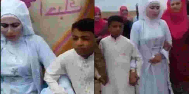 20 yaşlı qızı 10 yaşlı oğlana ərə verdilər: toydan görüntülər - FOTO