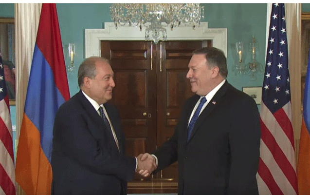 Pompeo Ermənistan prezidenti ilə görüşdü - Video