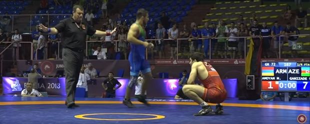 Erməni güləşçi idmançımıza son on saniyədə təslim oldu - VİDEO