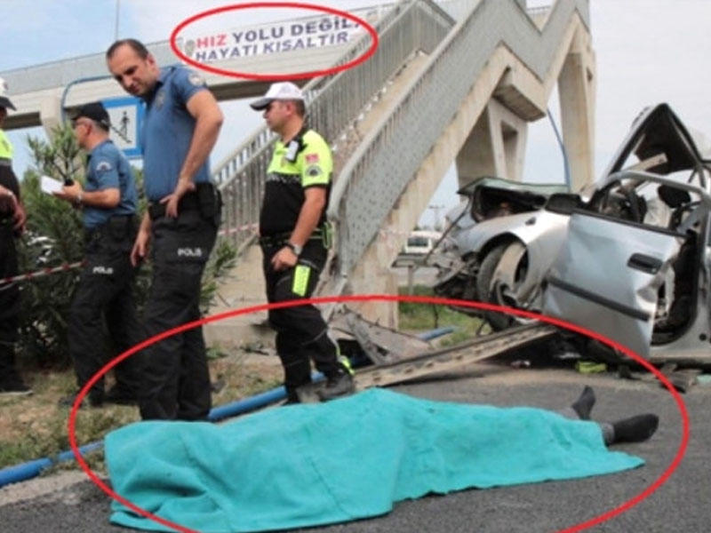 Ölən sürücünün qəza törətdiyi yerdəki yazı DƏHŞƏTƏ GƏTRİDİ - VİDEO - FOTO