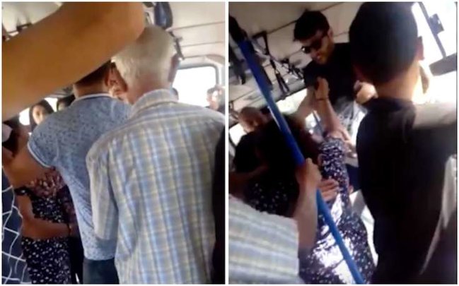 Bakıda avtobusda yer üstündə DAVA: 