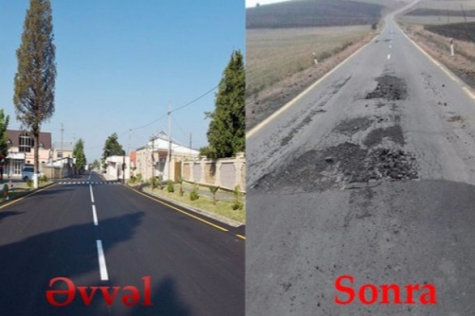 Saleh Məmmədovun bir il əvvəl istifadəyə verdiyi yol çökdü – FOTO