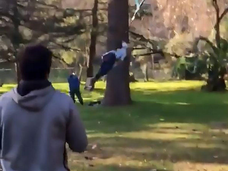 Özünü sapanda bağlayan model ağacdan asılı vəziyyətdə qaldı - VİDEO - FOTO