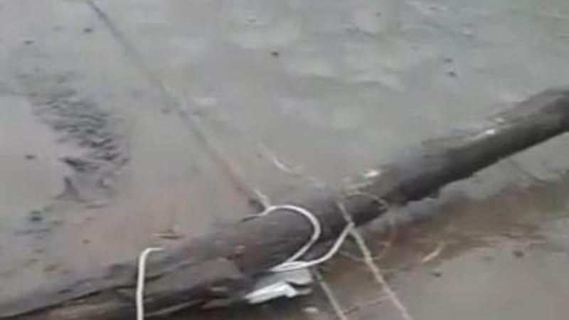 Güclü külək Zaqatalada işıq dirəklərini aşırdı - FOTO