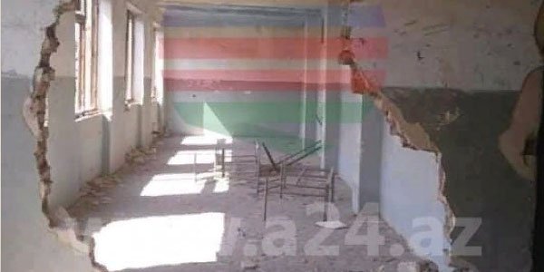 Şəmkirdə dərs zamanı məktəbin divarı uçdu (FOTO)