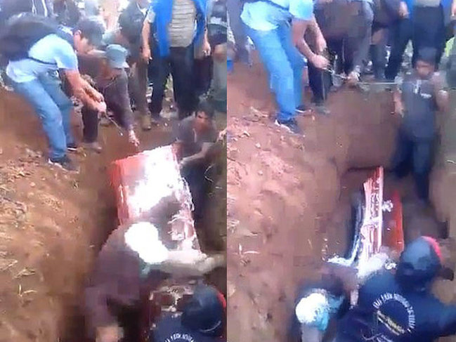 Məzara yıxıldı, tabutu aşırdı, ölü düşdü - VİDEO - FOTO