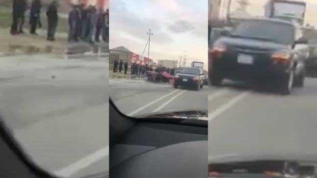 Novxanı yolunda qəza: maşın ikiyə bölündü - VİDEO