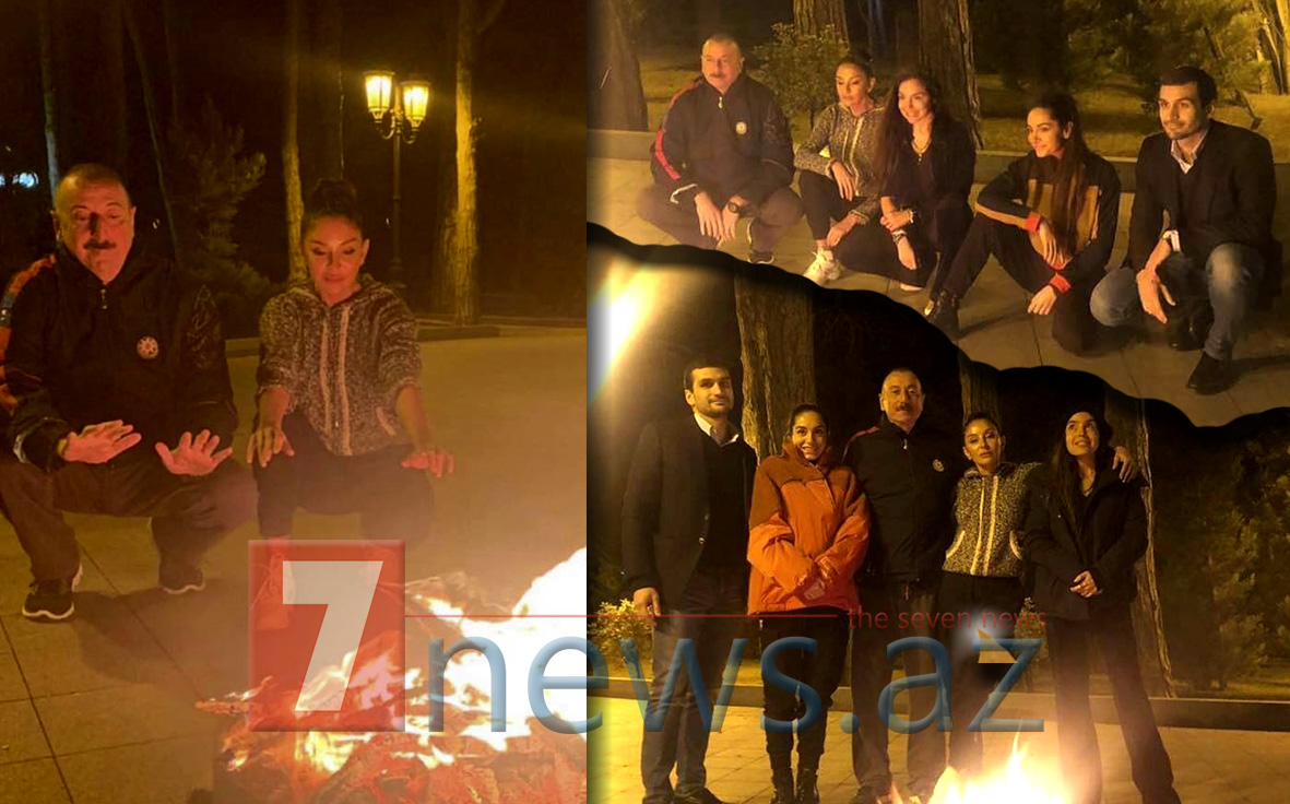 Prezident ailəsi ilə od çərşənbəsini belə qeyd edir - FOTOLAR