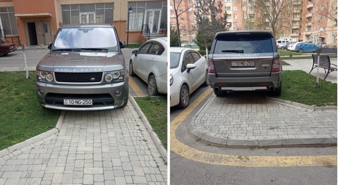 Qazonun üstündə park edən sürücü - FOTO