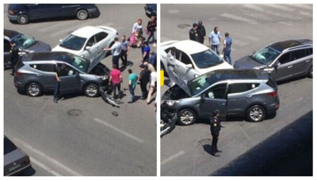 Bakıda üç avtomobil toqquşdu