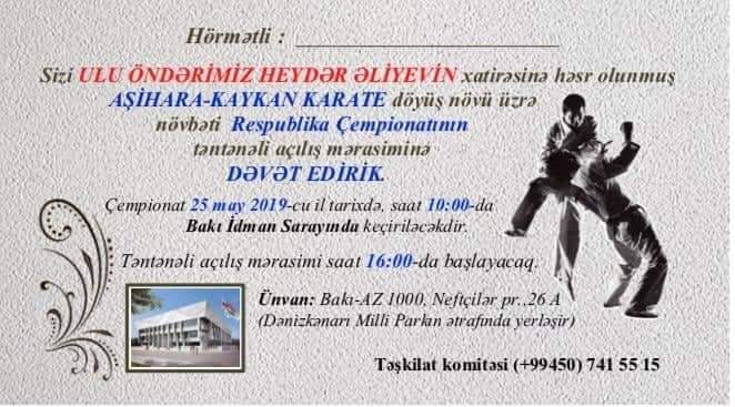 Mayın 25-də Heydər Əliyevin xatirəsinə həsr olunmuş Karate üzrə Respublika Çempionatı keçiriləcək
