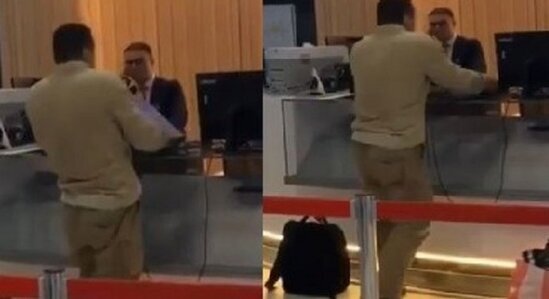 Ərəb turistdən aeroportda növbəti biabırçılıq - Bu dəfə xanım işçini... - Video