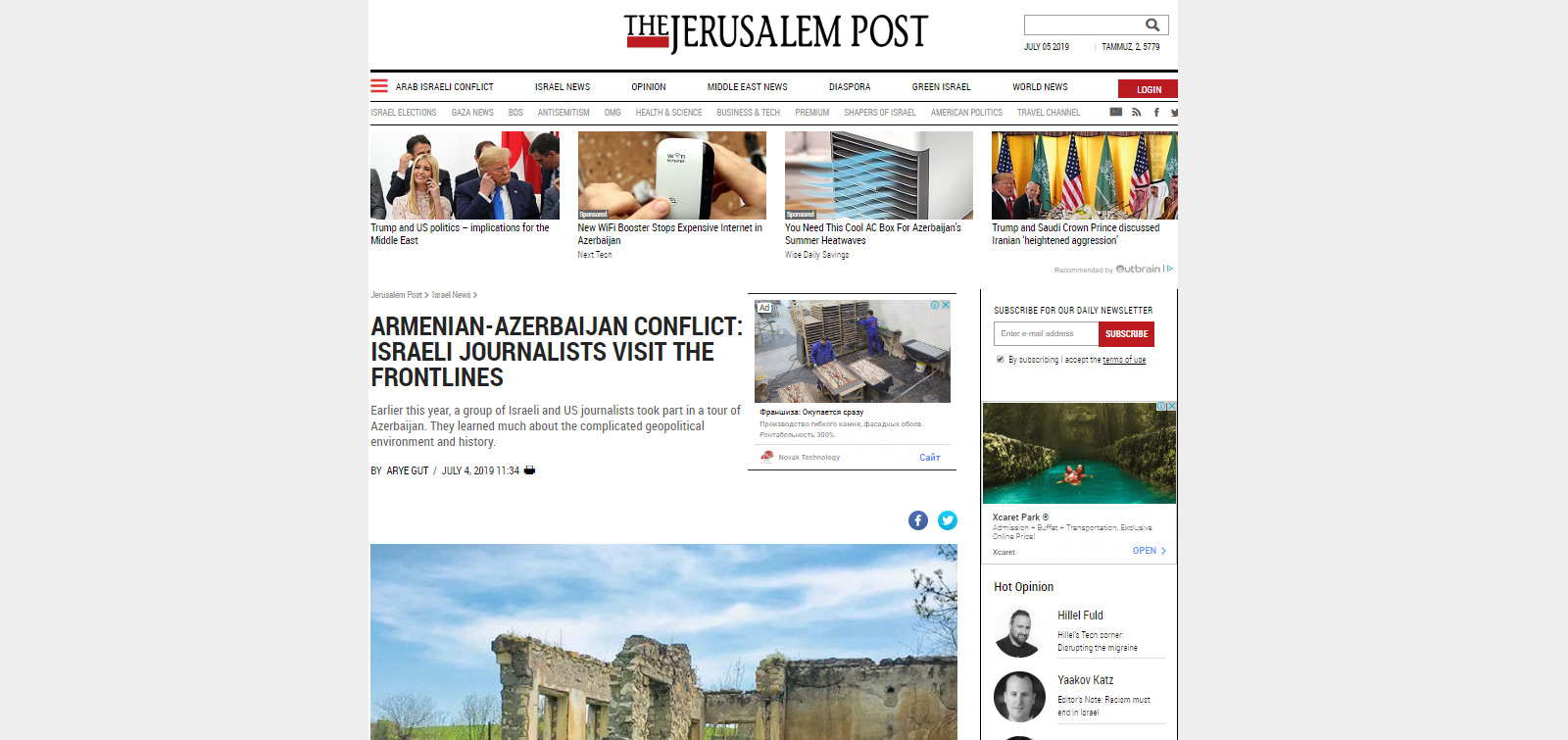 İsrail mətbuatı Azərbaycan həqiqətlərindən yazıb