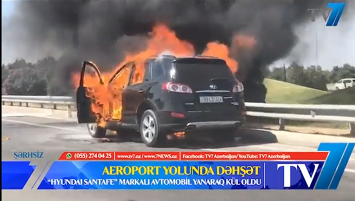 Bakıda dəhşətli hadisə: AVTOMOBİL BELƏ YANDI - VİDEO