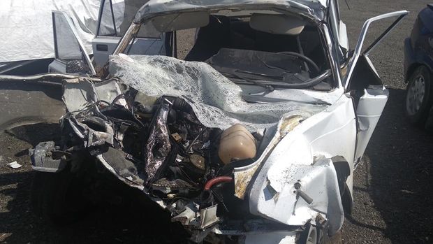 Masallıda ağır qəza: polis kapitanı öldü - FOTO