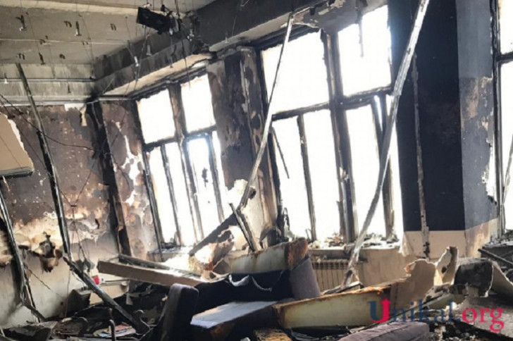 İTV-nin yanan mərtəbəsinin görüntüsü - VİDEO