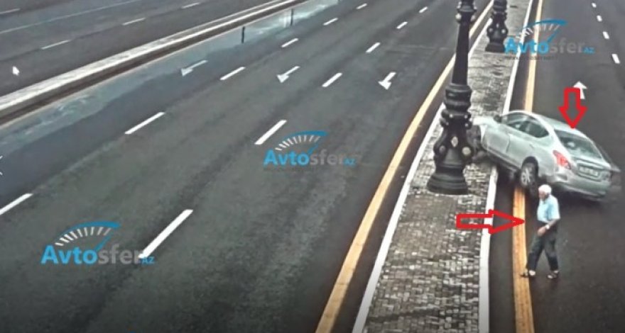 В Баку водитель, пытавшийся избежать столкновения с пешеходом, устроил ДТП - ВИДЕО