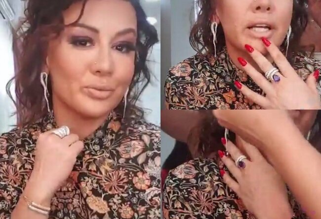 Canlı yayıma girib, brilyantlarını nümayiş etdirdi - Foto