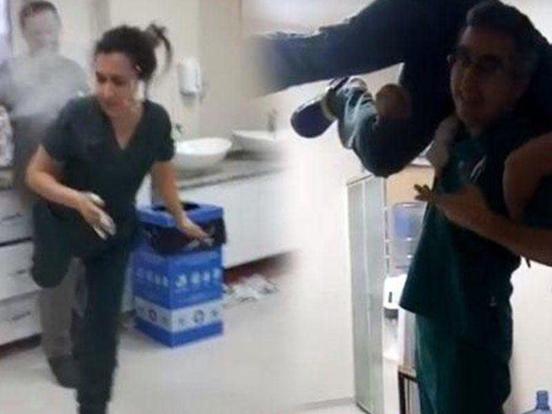 Həkimlərin iş vaxtı cinsi əlaqədə olduğu xəstəxanada daha bir biabırçılıq - VİDEO - FOTO