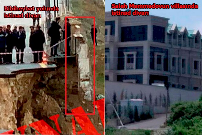 Saleh Məmmədovun villası və sürüşən yoldakı istinad divarlarının fərqi (FOTO)