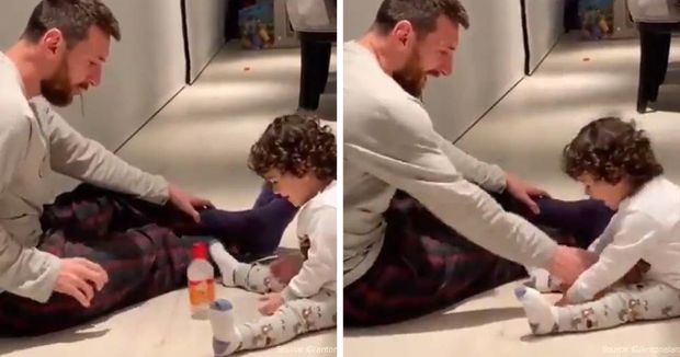 Messinin kiçik oğlu ilə oyunu maraqla qarşılandı - VİDEO