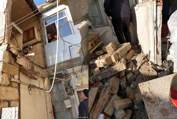 Bakıda daha bir evin ikinci mərtəbəsi çökdü - FOTO