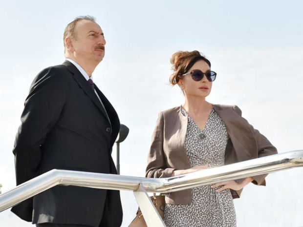 Ильхам Алиев и Мехрибан Алиева в Шамахы