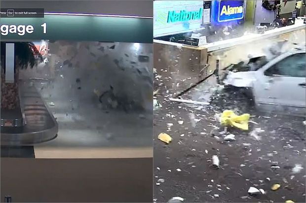 Polisdən qaçarkən aeroportun yük bölməsinə girdi - VİDEO