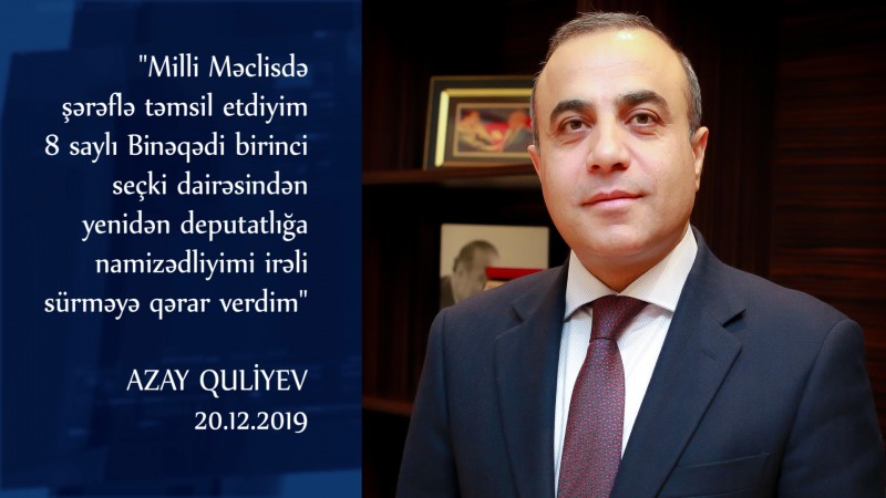 Azay Quliyev deputatlığa namizədliyini yenidən 8 saylı dairədən irəli sürür - FOTO
