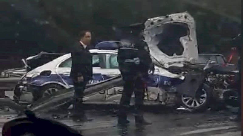 Azərbaycanda yol polisləri qəzaya düşdü (VİDEO)