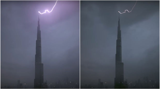 Молния ударила в самое высокое здание в мире - ФОТО