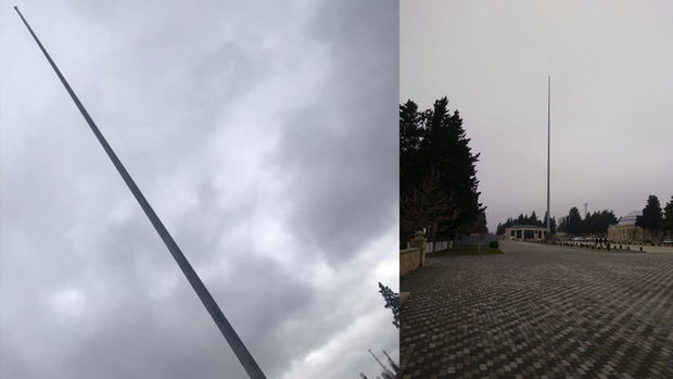 İmişlidəki bayraq dirəyi bir ildir boşdur - FOTO