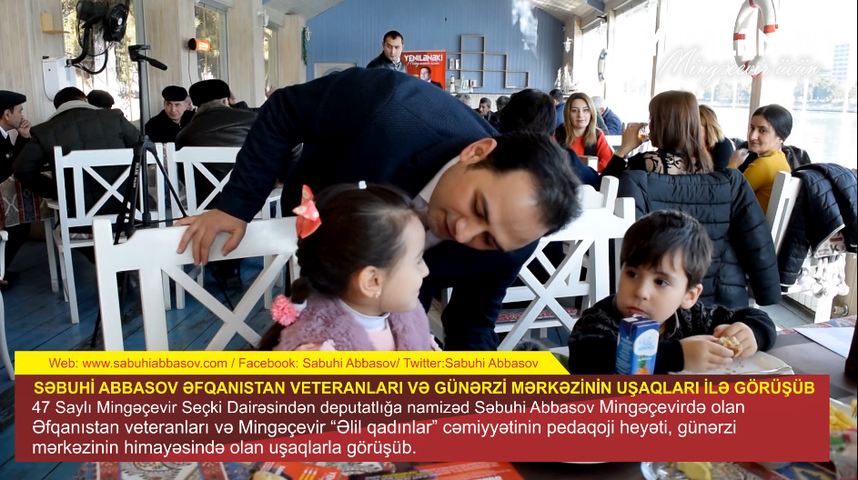 Mingəçevirdən deputatlığa namizəd Səbuhi Abbasov qazilər, veteranlar və aztəminatlı ailələrin övladları ilə görüşdü - VİDEO