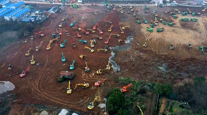 Çində karonavirusa görə 2 günə xəstəxana tikildi - FOTOLAR