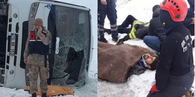 Türkiyədə avtobus qəzaya uğrayıb: Ölən və yaralananlar var - VİDEO