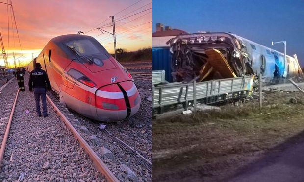 İtaliyada sürət qatarı qəzaya uğrayıb: Ölənlər var - VİDEO