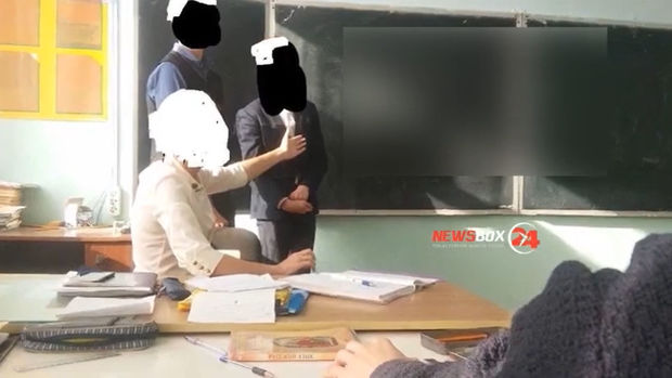 Müəllim dərsdə söyüşün yazılma qaydasını öyrətdi - VİDEO