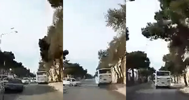 Bakıda sərnişin avtobusu qəza törətdi - ANBAAN VİDEO